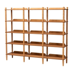 Baxton Studio Lucera Bobbin 5-Tier Display Shelf, Oak Brown